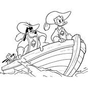 coloriage mickey et les mousquetaires en bateau